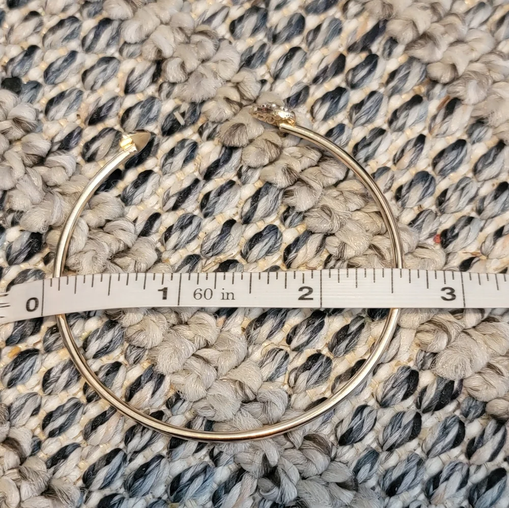 Goldtone Open Bling Heart Bangle Bracelet - Picture 3 of 7